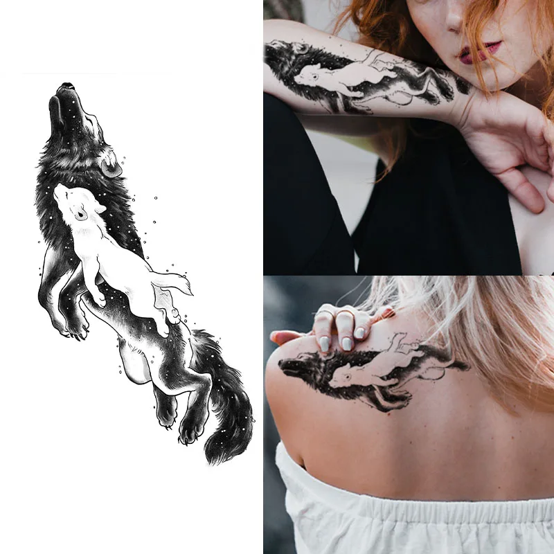 Lasting 15 days temporary tattoo sticker waterproof non-reflective fox pattern sticker body art girl shoulder fake tattoo