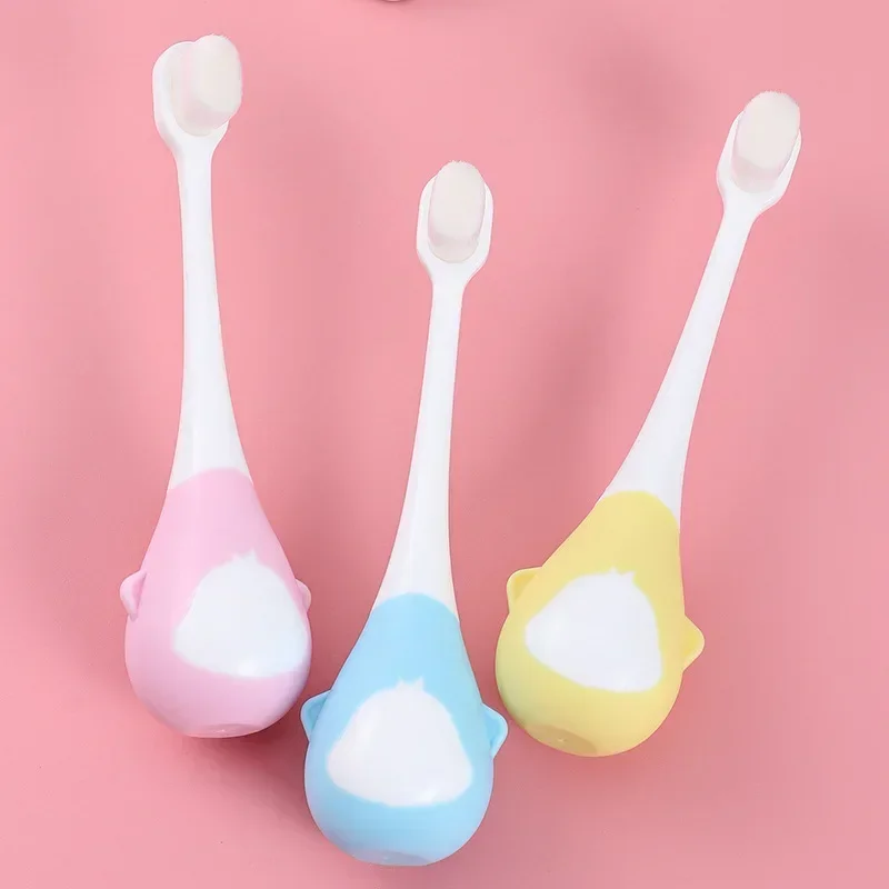 فرشاة أسنان محمولة مضادة للبكتيريا ومضادة للحساسية، فرشاة أسنان ذات شعيرات ناعمة للأطفال، كارتون البطريق الصغير #5