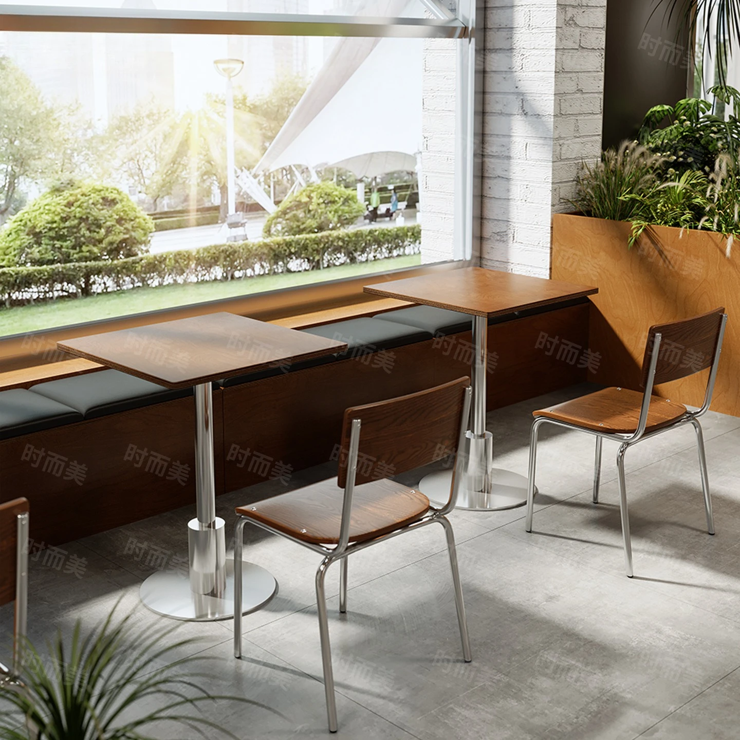 Korean restaurant, café, ocean board table and chair combination, milk tea bakery, simple dining shop 2