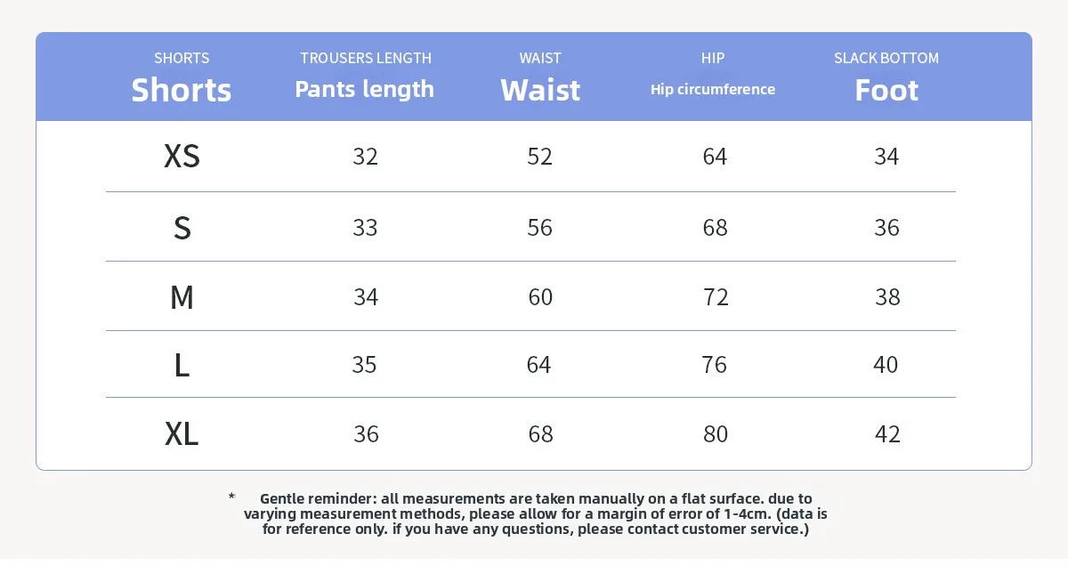 Size chart and fit details