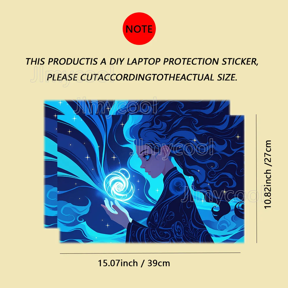 2Pieces The Prayer Girl Anime Cool Vinyl Laptop Sticker Self-adhesive Case for HP Lenovo Apple ASUS Easy To Install Waterproof