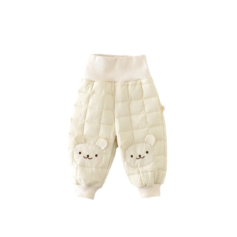 Winter Baby Boys Cotton Pants Thickened Cute Cartoon Teddy Bear Warm Newborns Boys Pants Solid Warm Infants Boys Trousers