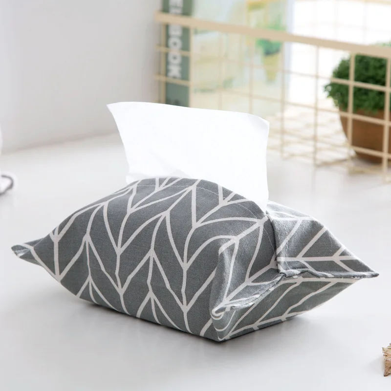 Nordic Style Fabric Car Paper Bag Tissue Box Fashion Paper Boxcotton And Linen Tissue Bag Retro Style Tissue Cover For Home