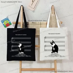 Yeni Kedi Serisi Kadın Bez Çantalar Sevimli Inek Kedi Baskı Tuval Eko Çanta Yüksek Kapasiteli Harajuku Moda Kedi Severler Genç Omuz Çantası