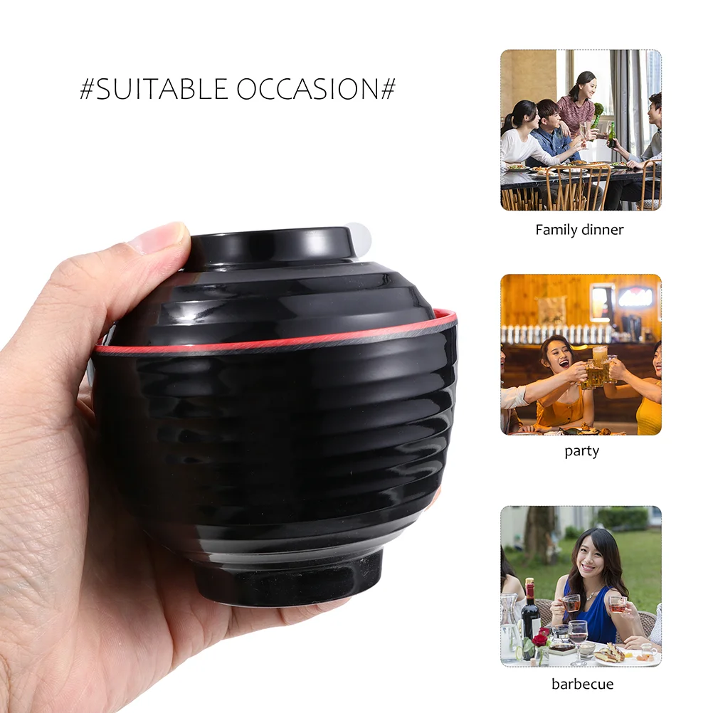 3 Pcs Mini Bowl Asian Salad Kit Korean Ramen Noodles Rice Bowls Melamine Miso Lacquer with Lids