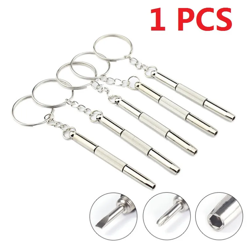 Small 3 In 1 Screwdriver Slotted/Phillips/Hex Screwdrivers For Watch Screw Repair Tool Keyring Keychain Multi-purpose Hand Tools