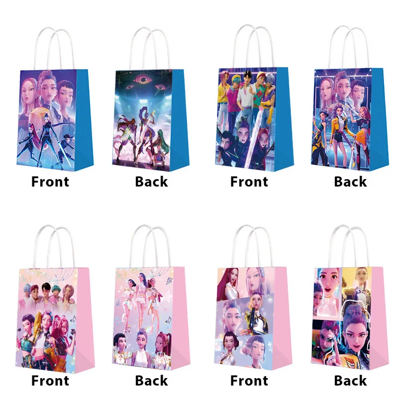 Lot de 12 sacs cadeaux en papier à thème dessin animé et anime avec poignées, sacs scellés pour bonbons et petits cadeaux pour les fêtes et les événements