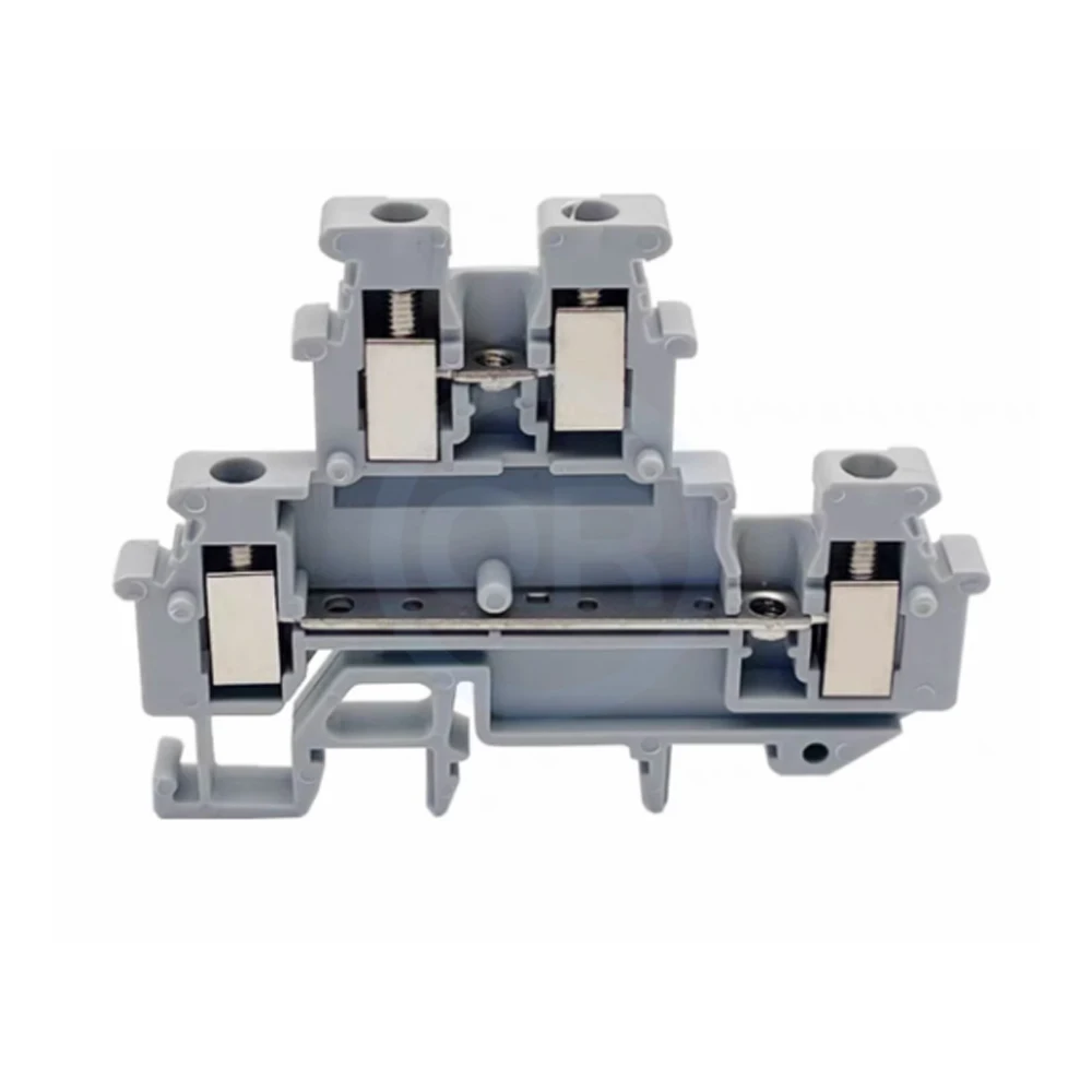 10 Pcs Pure Copper MBKKB-2.5 UKK2.5 Double-Layer Rail-Mounted Two-In Two-Out Interconnected Terminal Block