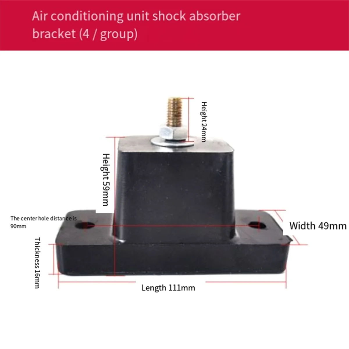 HEIßER 4er-Pack Kissen Klimaanlage Gummi Stoßdämpfende Anti-Vibration Isolator Pads Halterung Schwarz