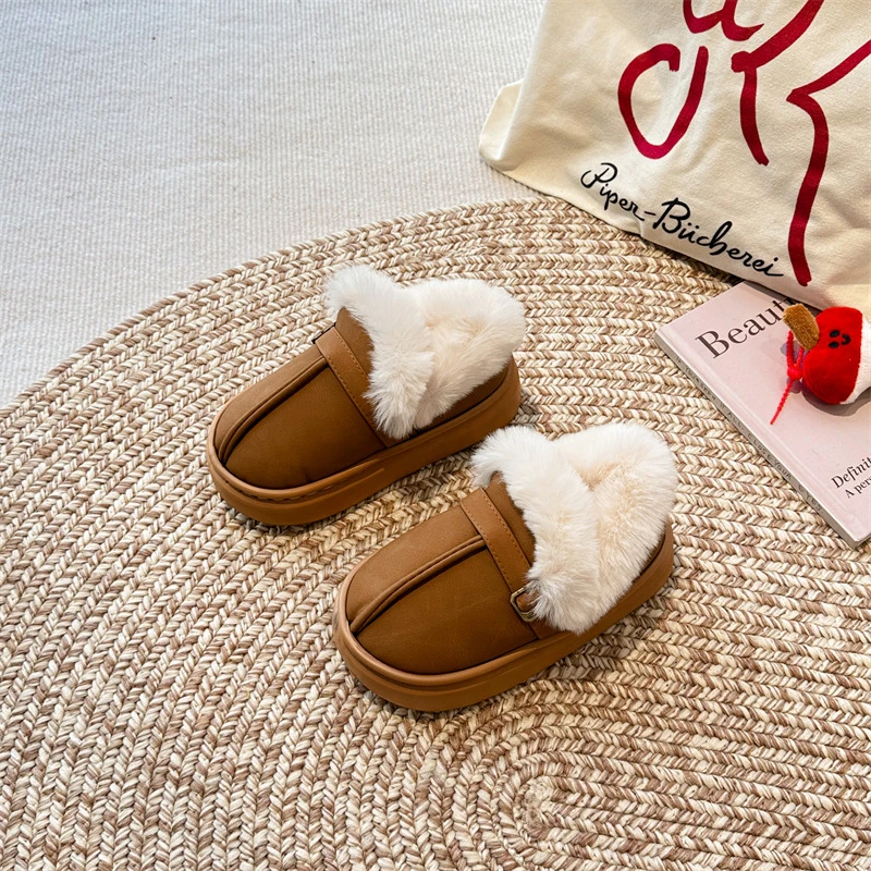 2025 겨울 신상 아동 캐주얼 플러시 신발 여자아이용 패션 한국 스타일 부드러운 밑창 미끄럼 방지 다용도 보온 스노우 부츠