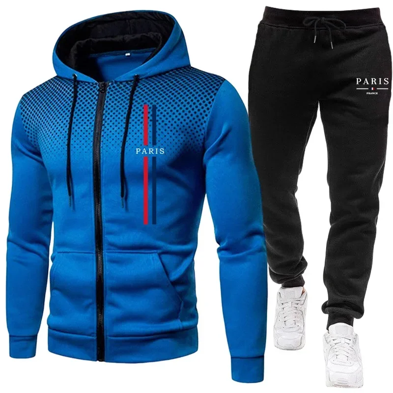 Men sports suit zipper jacket+pants two-piece set autumn winter casual daily necessities running clothes outdoor sports clothing view 5