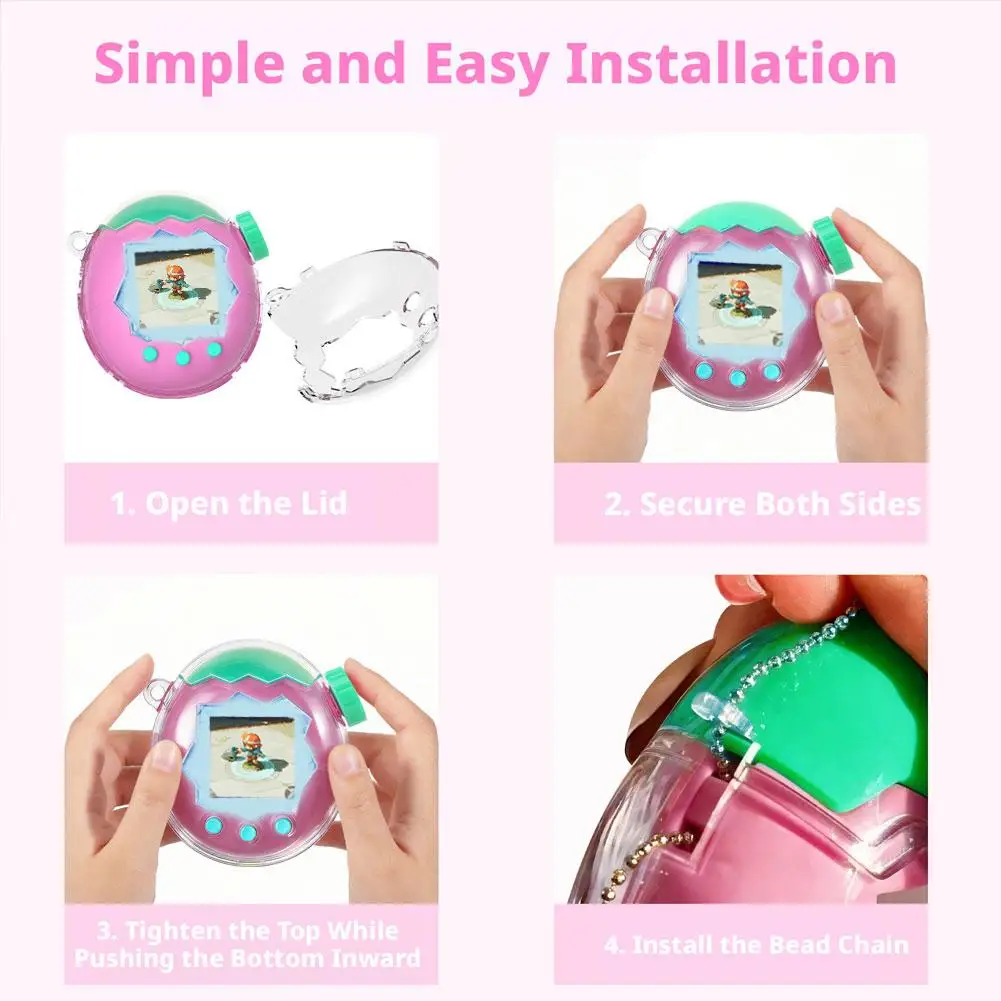 For Tamagotchi Paradise Clear Glitter Protective Case, PC Full-Wrap Shockproof Cover, Waterproof Scratch Resistant Protector