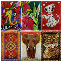 Rose animal flowers Christmas Latch Hook Kits Smyrna Pillowcase Knot Rug Pillow Package Latch Hook Set For Needlework Embroidery