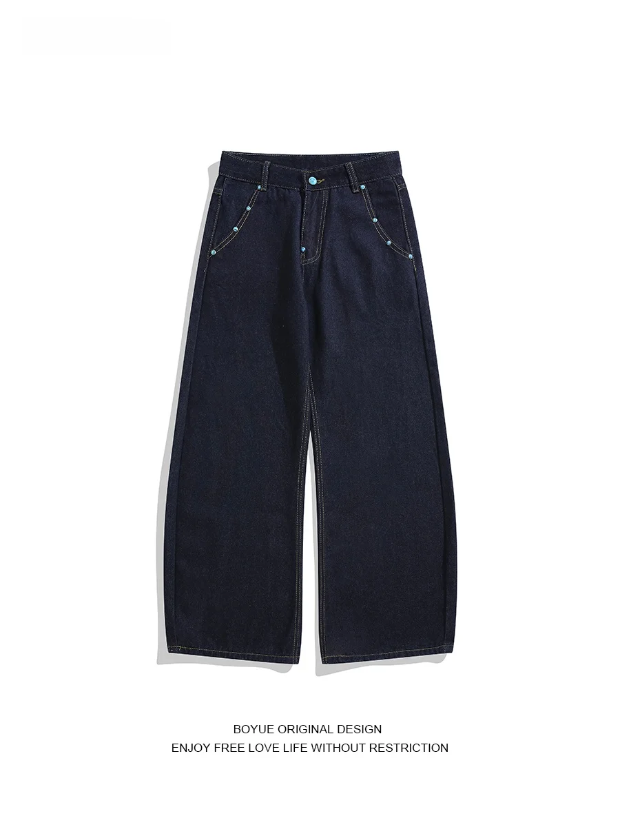 

Мужские джинсы Boyue Retro Scythe Design в стиле хип-хоп, широкие брюки прямого кроя, повседневные, для подростков, на все сезоны