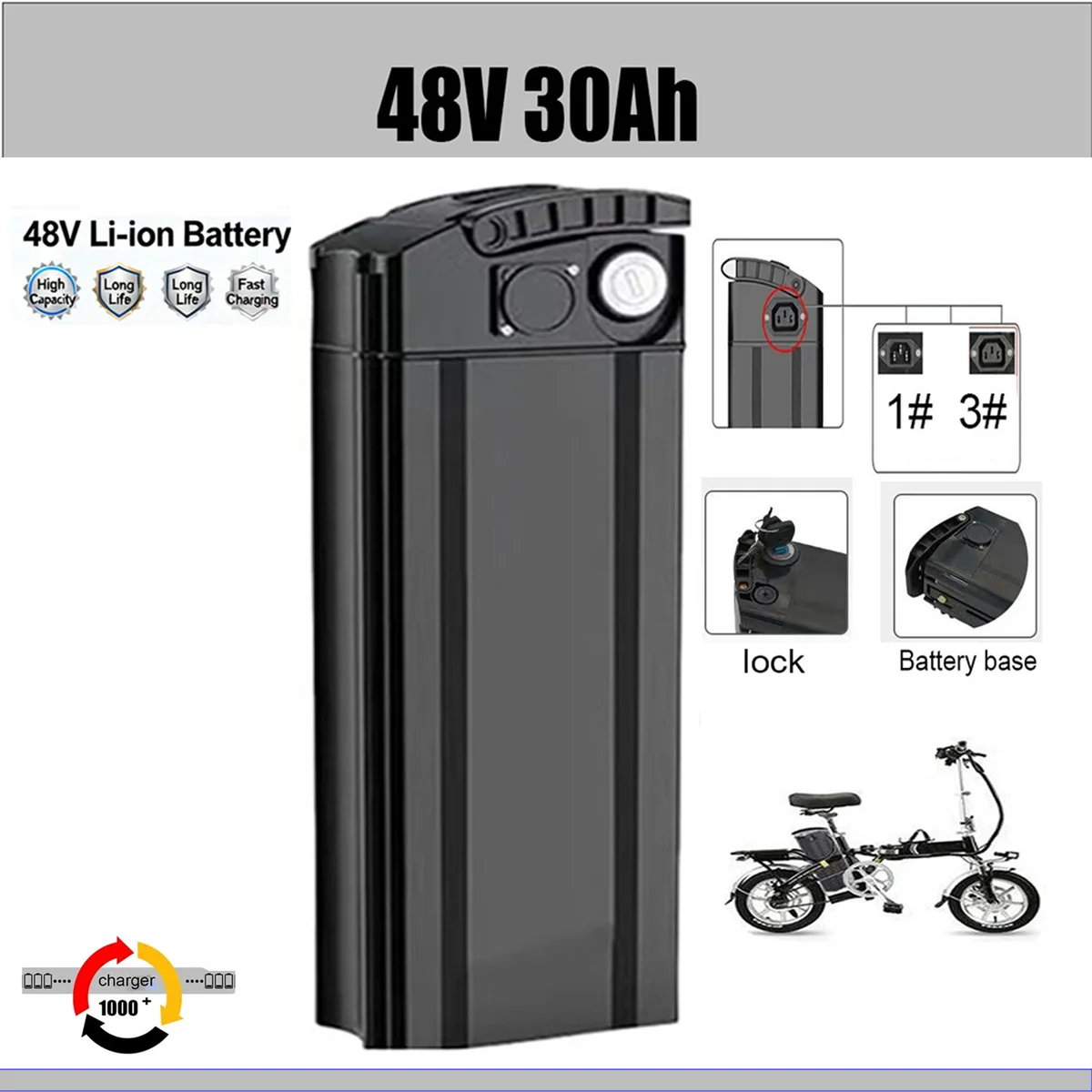 New Foldable self-propelled new  48V  low discharge 20000mAh 18650 lithium battery 12Ah17.5ah 30ah 40Ah replacement battery