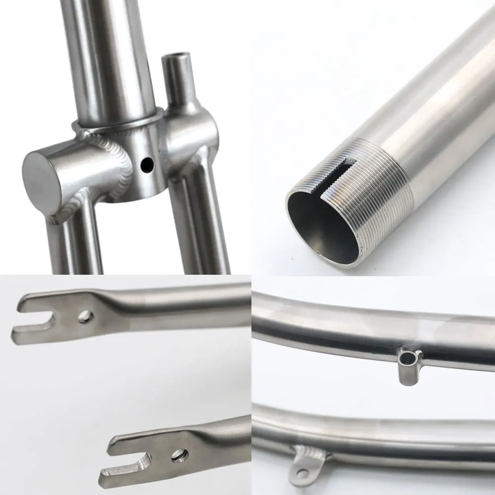 Titanium Alloy Front Fork For Brompton Folding Bike Light Threaded Fork 1&1/8" 16" Original Size Parts view 3