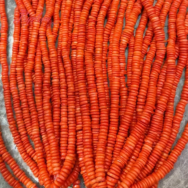 3x7mm/5x10mm Natural Coral Rondelle Stone Beads for DIY Accessories Necklace  Bracelet Jewelry Making Spacer Loose Strand 15