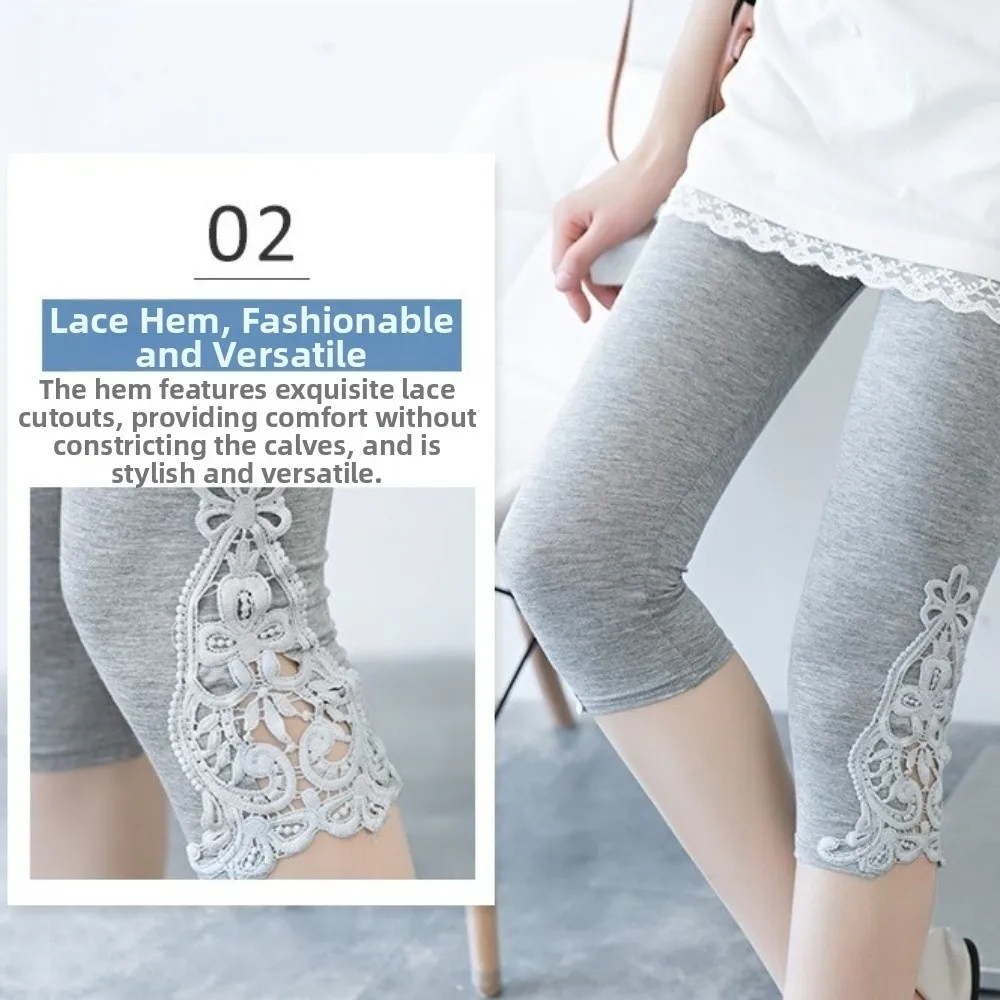 Soft Hollow Out Women Leggings Stretch Slim Fit Breathable Cropped Capris Pants Solid Color Thin Stretch Leggings Daily Wear