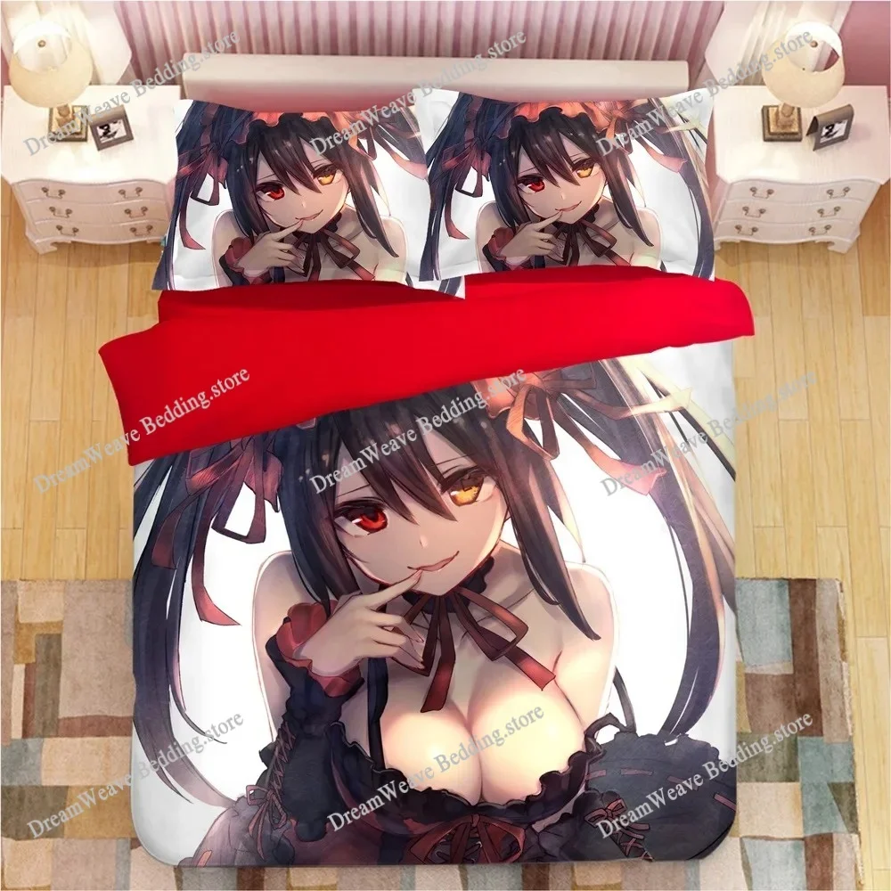 

Manga DATE A LIVE Bedding Set Japan Cartoon Anime Duvet Covers Pillowcases Tokisaki Kurumi Comforter Cover Set Bedclothes741