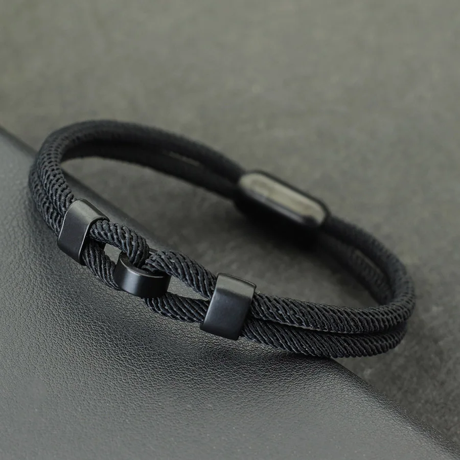 Pulsera de nudo con estilo único para Hombre, brazalete de cuerda con hebilla magnética fuerte de acero inoxidable, regalo para el Día del Padre