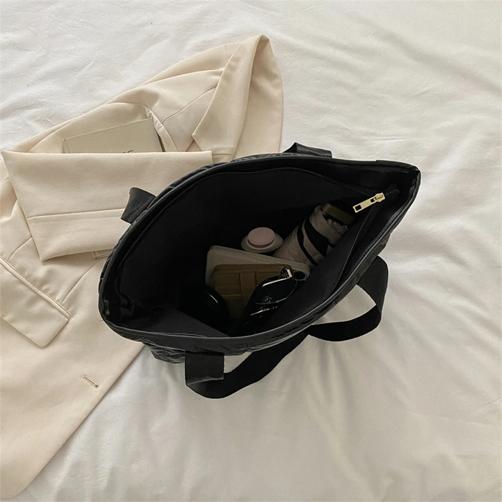 Tas Tote Wanita Modis Tas Tangan Wanita Berlapis Katun Kapasitas Besar Tas Belanja Belah Ketupat Berlapis Polos untuk Perjalanan Santai