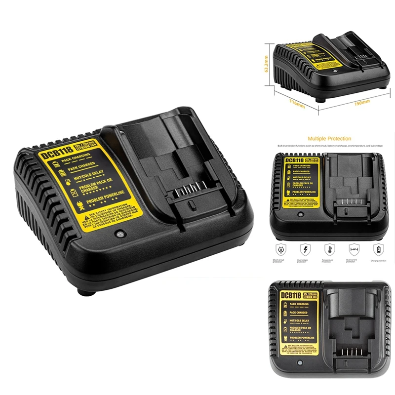 DCB118 Battery Charger For Dewalt Battery 12V 14.4V 18V 20V DCB200 DCB201 DCB203 DCB205 DCB206 DCB140 &DCB121