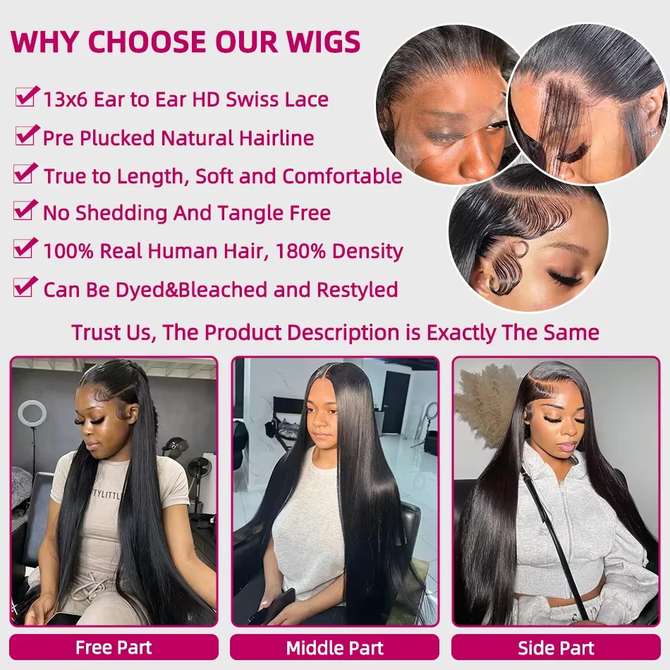 IRoshion 250 Dichtheid 38 40 Inch Pre Geplukt Kant Frontale Pruiken 13x6 13x7 Bone Straight HD Transparant Kant Voor Menselijk Haar Pruiken