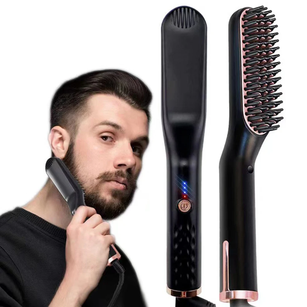 Curler Hot Comb Hair Straightener Brush Beard Combs Electric Hair Straightening Curly Iron Brush  Salon Barber Tools For Haircut