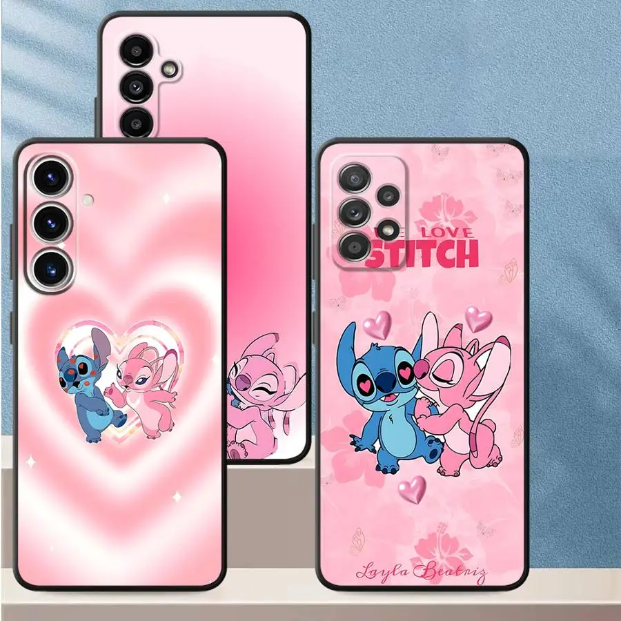 

Case for Samsung Galaxy A53 A22 A35 A54 A35 A32 A73 A52 A55 A56 A33 A25 A23 A25 A72 A24 Black Soft Phone Cover Disney Angel