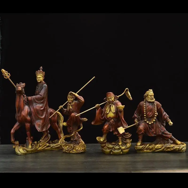 

Pure copper Journey to the West full set of master and apprentice four-person bronze statue ornament gifts