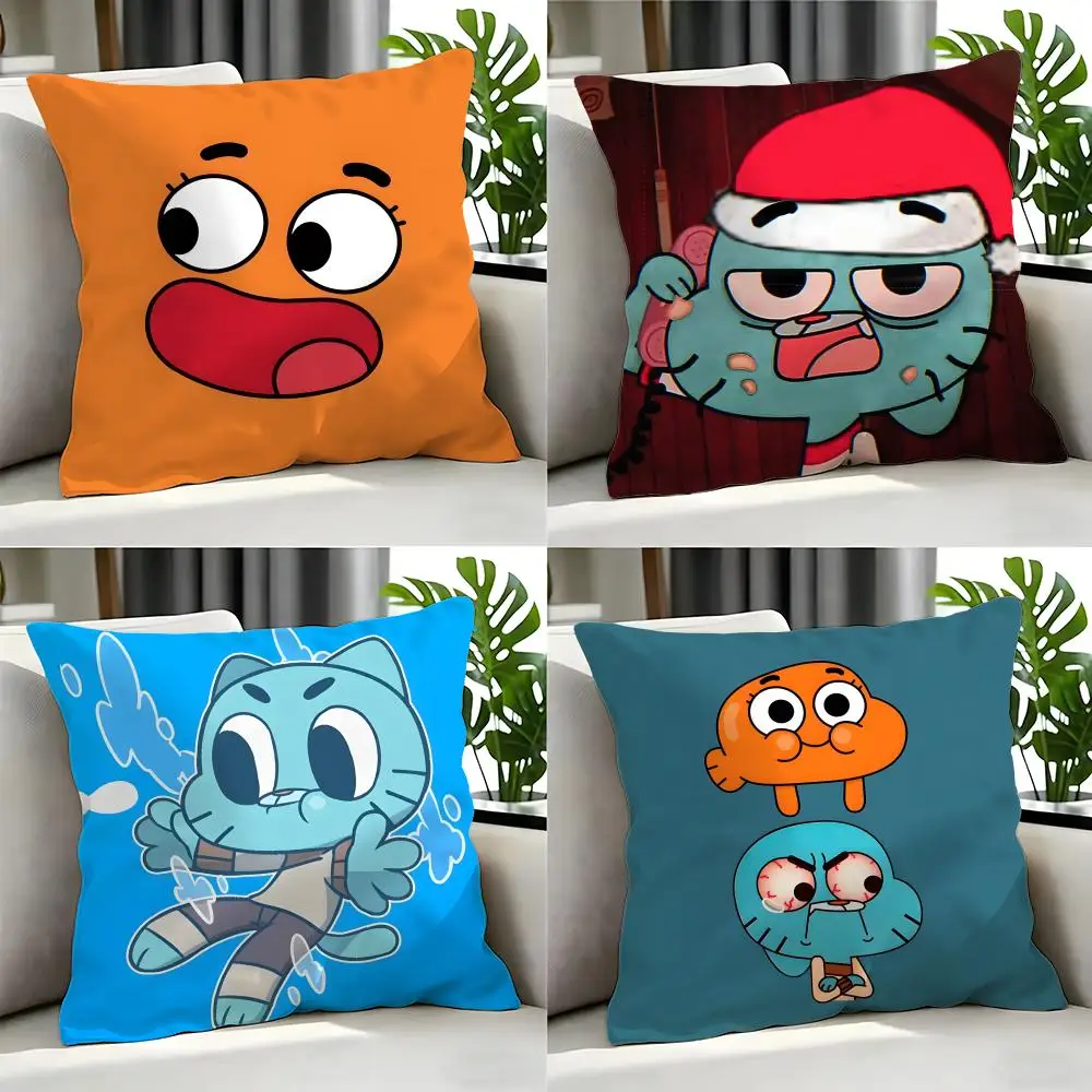 cartoon The Amazing World of Gumball Cushion Cover Cushion Cover Set 4Pcs 50x50 45x45 40x40 Pillowcase Decorative Sofa HomeDecor