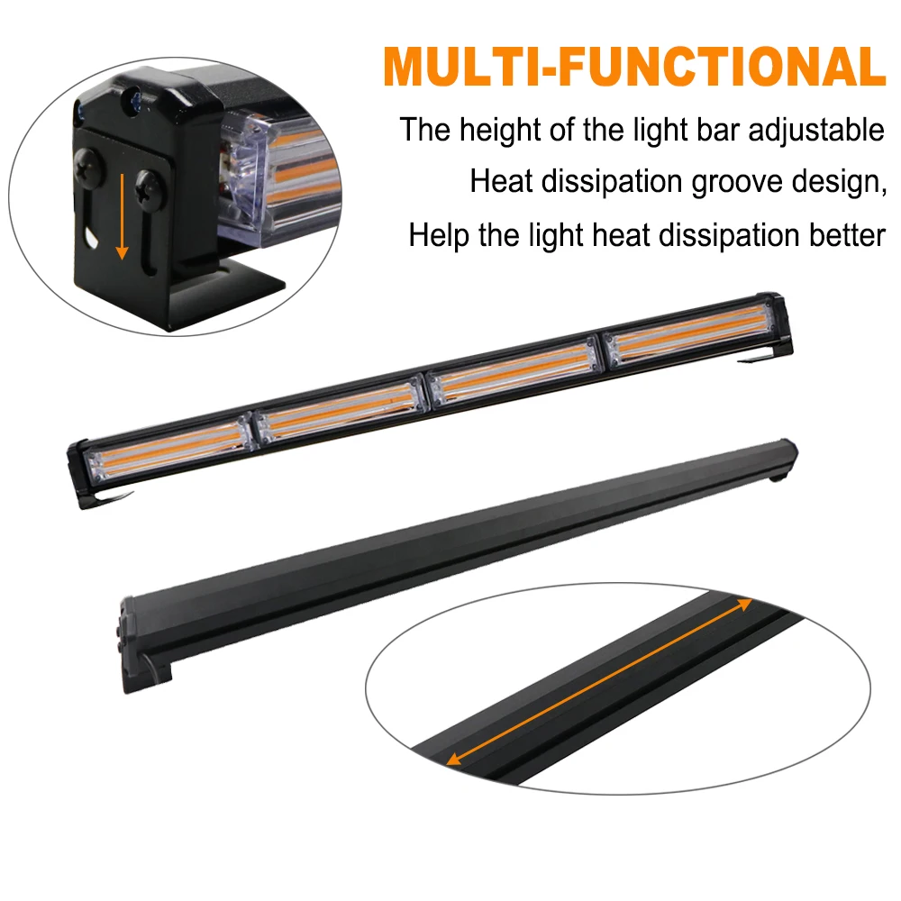 COB LED Police Emergency Light Bar Car Roof Emergency Beacon Warning Flashing Lamp Stroboscopes for Truck Automotive 12V 24V
