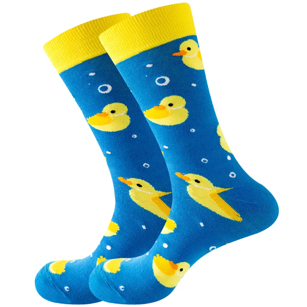 Donut Duck Socks Alien Men\'s Socks Fashion Cute Series South Korea Harajuku Cartoon Funny Women Happy Cotton Cool Tube Socks