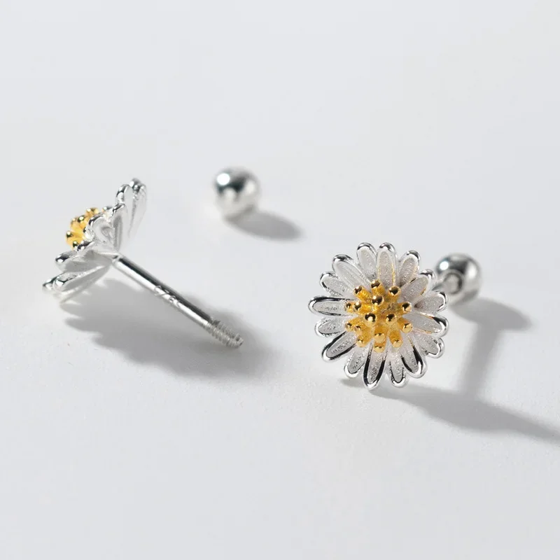 Trustdavis Real 925 Silver Small Fashion and Simply Daisy Flower Stud Earrings for Women Daily Wear Jewelry Gift DS3574 - view 4