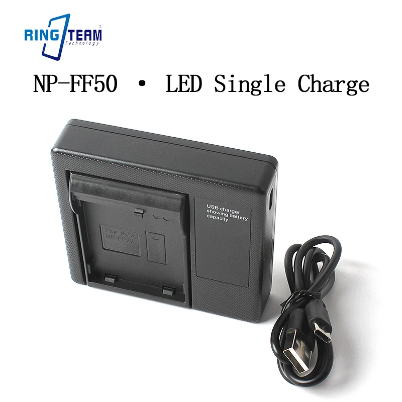 

NP-FF50 Battery LED Single Charger - Compact Design Fast Charging for Sony DCR-IP45 PC107 Handycam Series