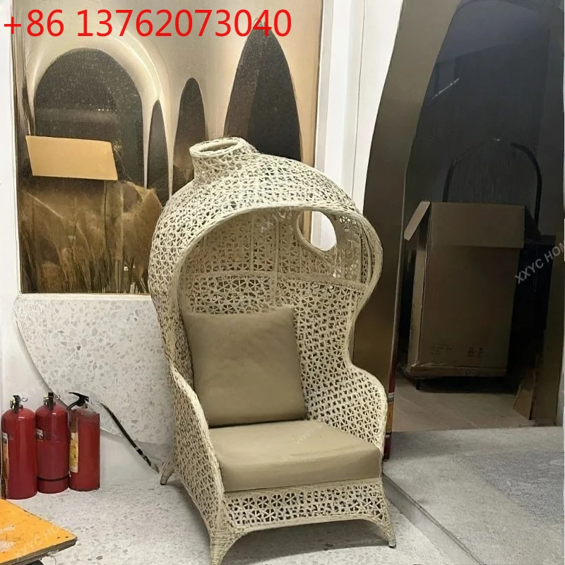 HHhot Sale Outdoor Tables And Chairs Rattan Leisure Chair Furniture Hotel Bed And Breakfast Terrace Bar Cafe Creative