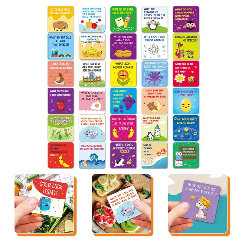 60pcs Lunchbox Notes Kids Joke Cards Cartoon Lunch Box Cards for party scuole