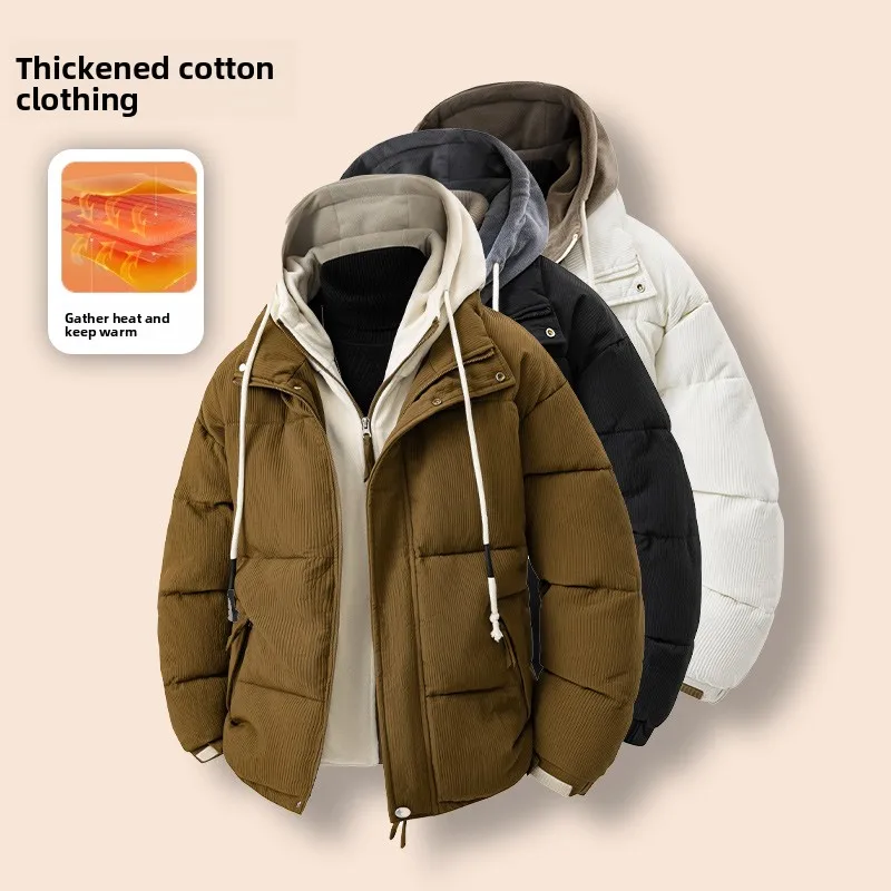 

Fashion Winter Couple Cotton-padded Jackets Student Hooded Vacation Two-piece Bread Jacket Trendy Brand Warm Outdoor Jacket Coat