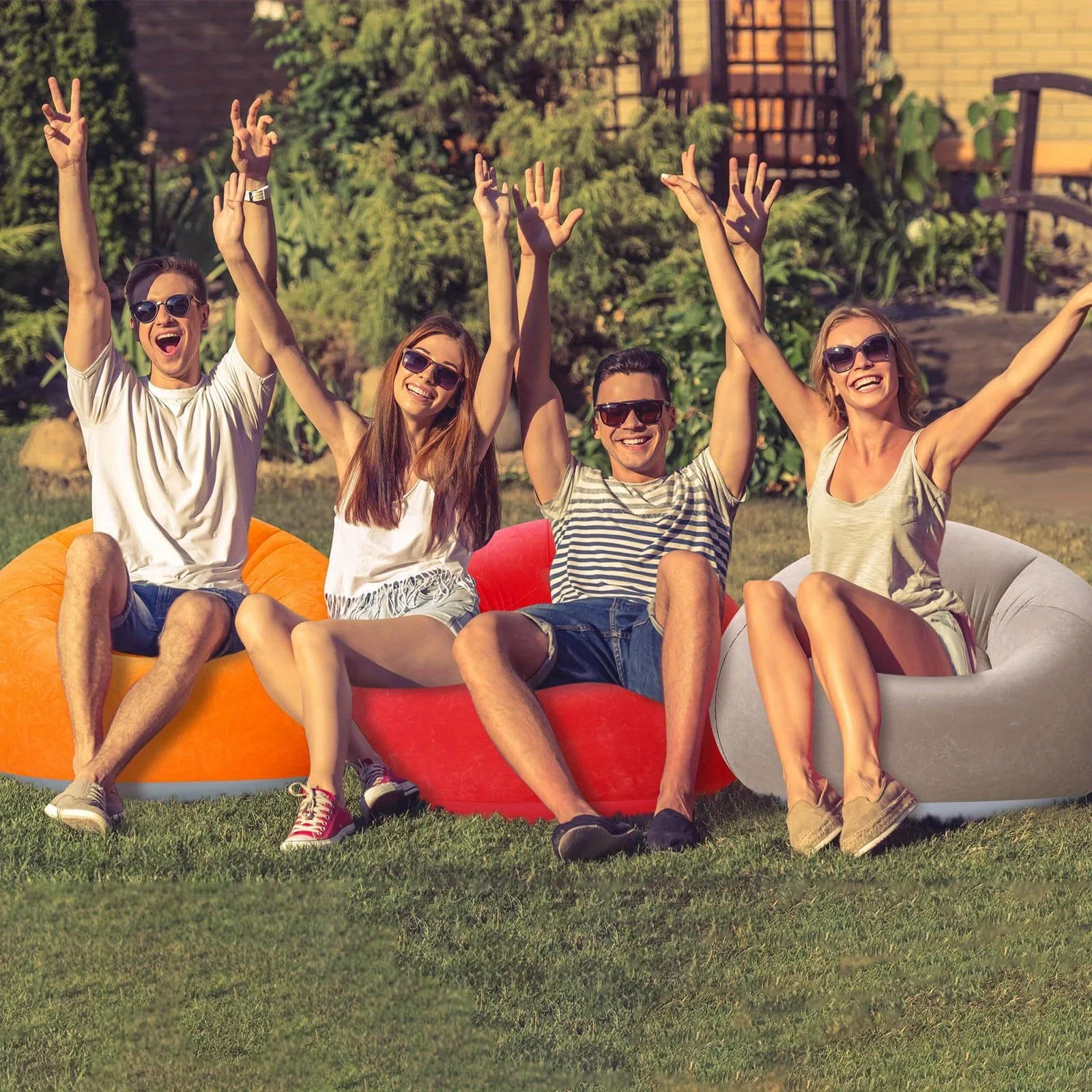 Flocked PVC Inflatable Sofa Chair - Portable Lounge Bed for Office Nap & Outdoor Camping, Photo Props Gift Quick Setup