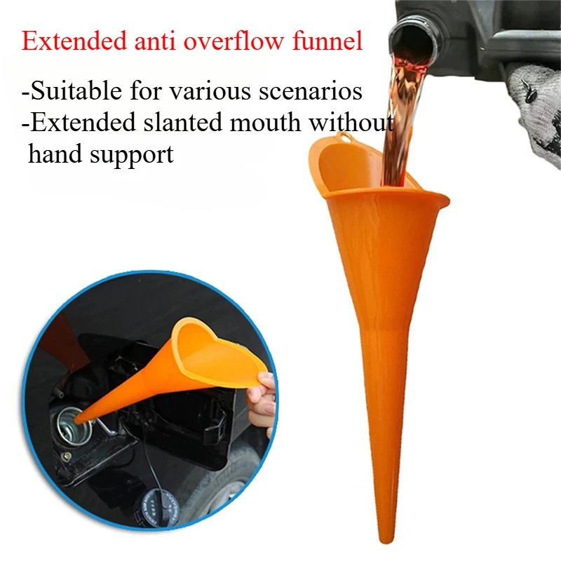 1PCS New Large Function No Hand Mobile Phone Fuel Funnel Long Mouth Fuel Filter Plastic Funnel for Cars and Motorcycles