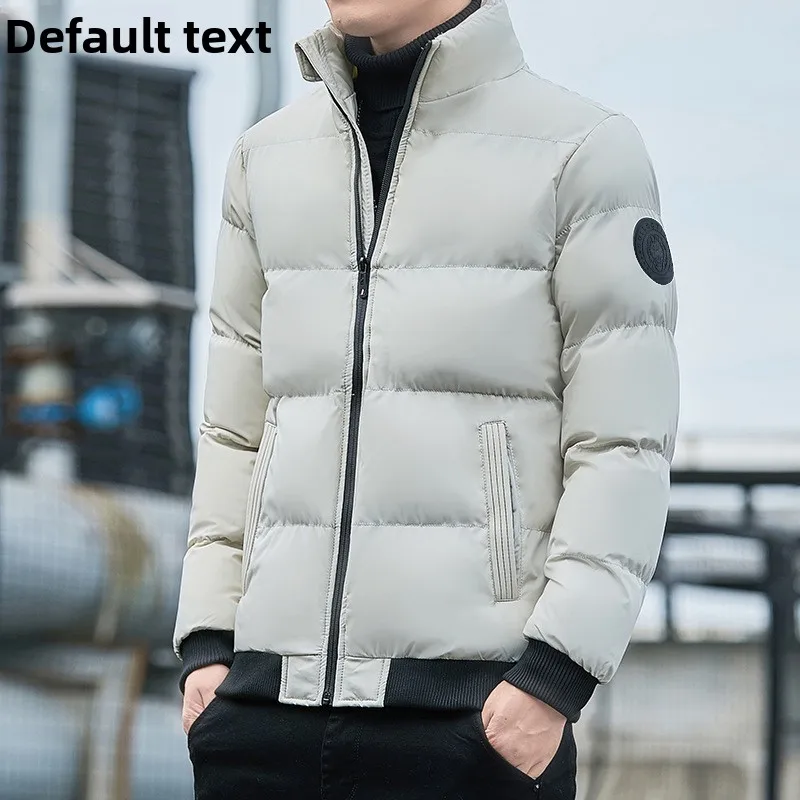 

Мужская повседневная верхняя одежда из хлопка на осень-зиму с воротником-стойкой, модное теплое пальто, длинная молния, чистый цвет