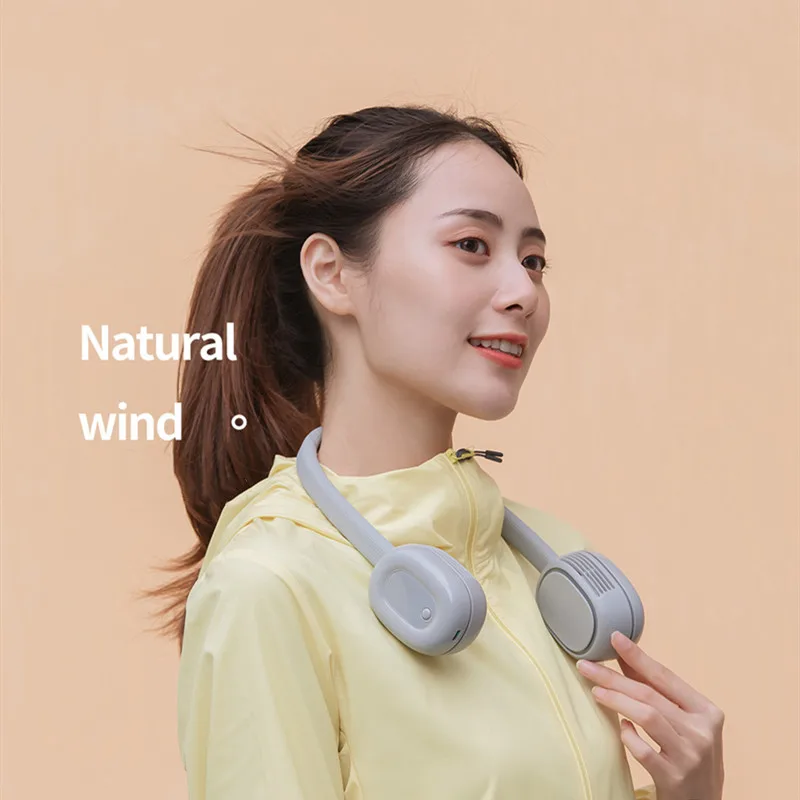 여자를위한 휴대용 소형 목 팬 Bladeless 팬 재충전 용 Leafless 거는 팬 공기 냉각기 냉각 착용 할 수있는 Neckband 팬
