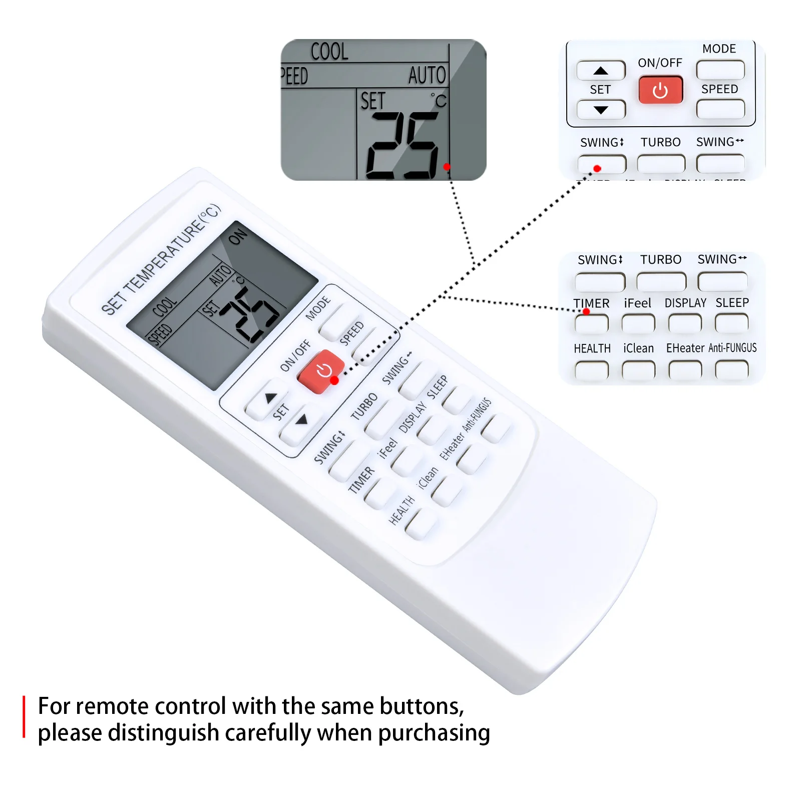 Nouveau YKR-H/502E Pour AUX m.com kia Climatiseur Télécommande ESC-RC-725