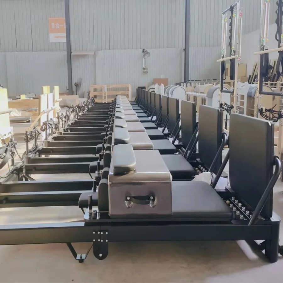 Factory Commercial Folding Reformador Gym Studio Equipment Collapsible Foldable Beds Machine Aluminum Pilates Reformer gym body view 6