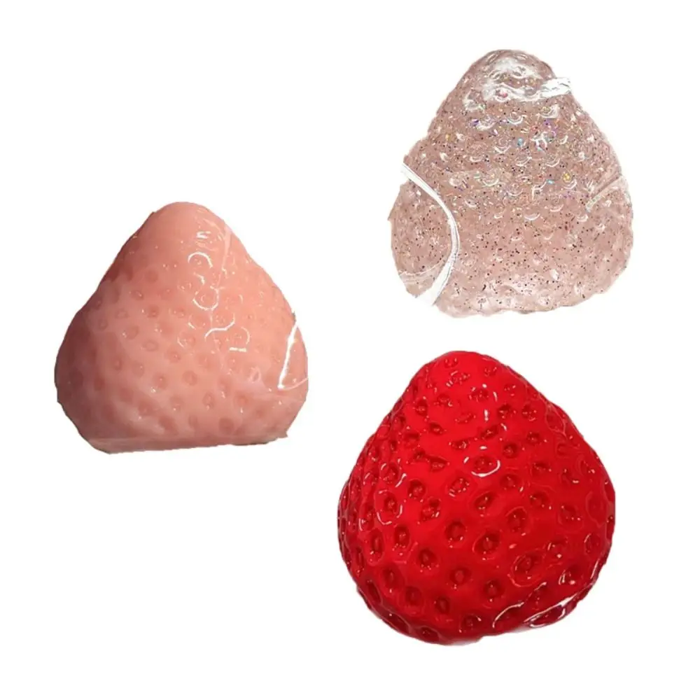 Sensory Toy Simulation Strawberry Squeeze Toy TPR Silicone Strawberry Pinch Toy Novelty Soft Cartoon Fidget Toy Practical Jokes