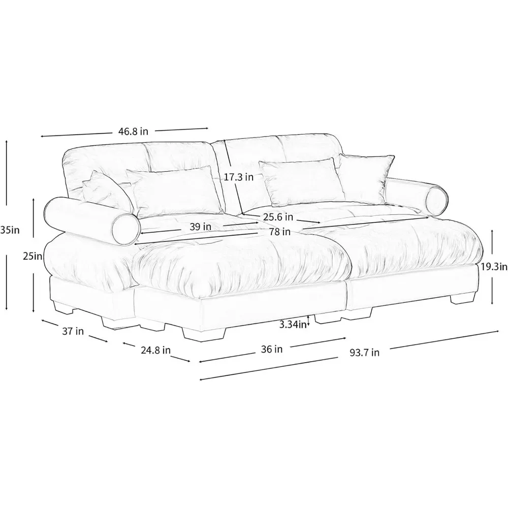 오토만이 있는 컨버터블 섹셔널 소파, 싱글 소파 시트, 셔닐 패브릭, 거실의 편안함을 위한 이상적인 선택