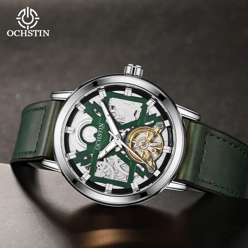 

Мужские часы OCHSTIN с механическим устройством «воздушный молот», водонепроницаемые, с кожаным ремешком и магнитной застежкой