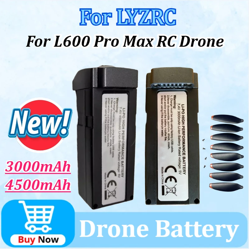 

Upgraded 7.4V 3000mAh/4500mAh 30min Battery Life Replacement for LYZRC L600 Pro Max Drone Battery /Blade Quadcopter Spare Parts