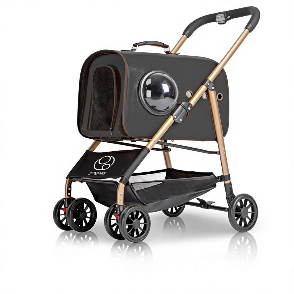 Pet Stroller for Dogs and Cats Lightweight Foldable Metal Outdoor Small Pet Carrier for Going Out