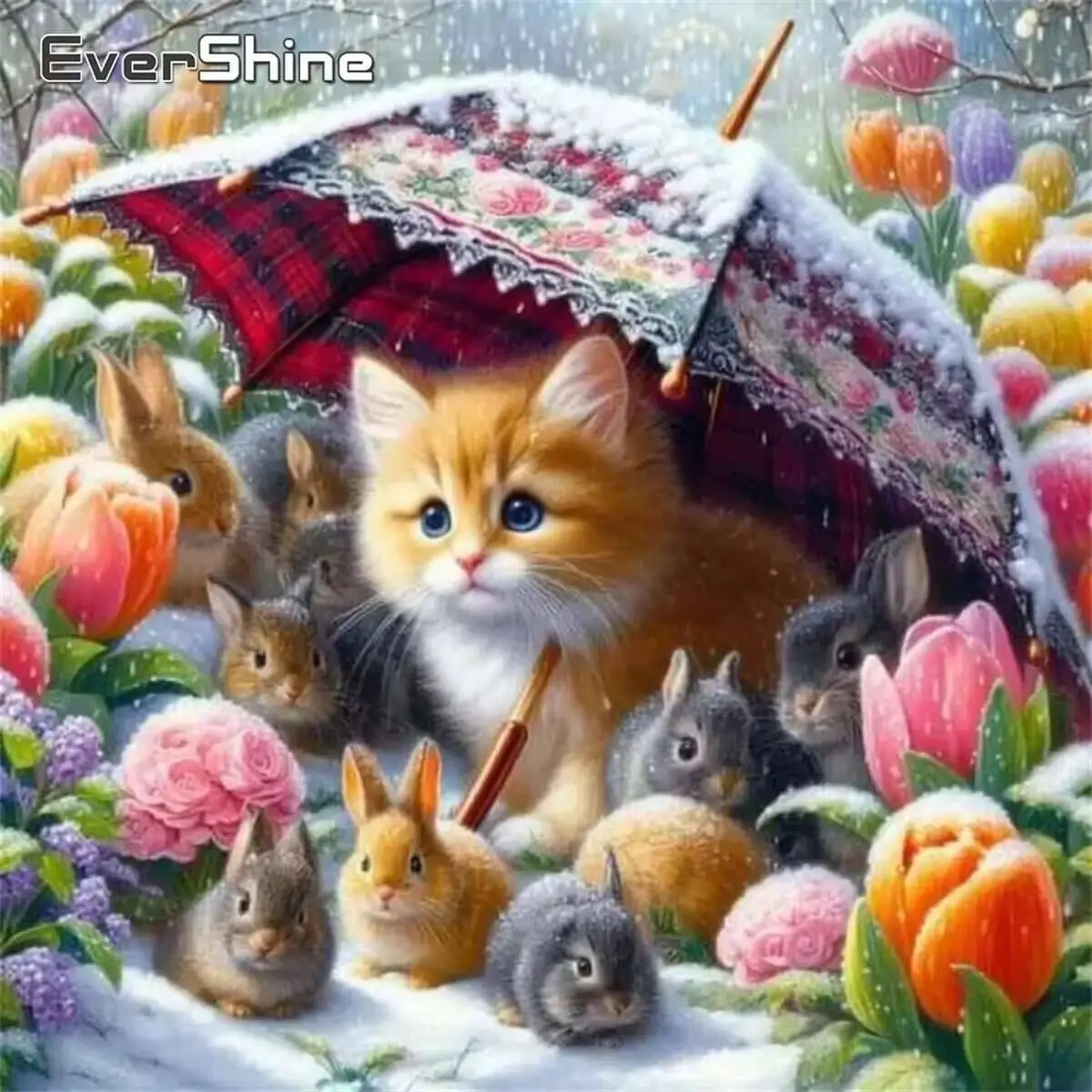 Evershine 5D Diamant Malerei Katze Tier Neue Ankunft Kaninchen Mosaik Winter Voll Platz Runde Stickerei Handgemachtes Geschenk